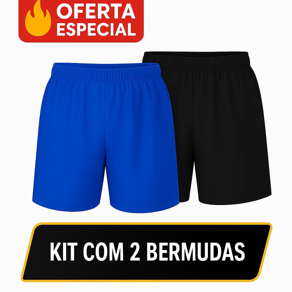 KIT 2 BERMUDAS DRYFIT HELANCA POLIESTER CASUAL CORES ATIVIDADES FISICA HOMEM MULHER DRY