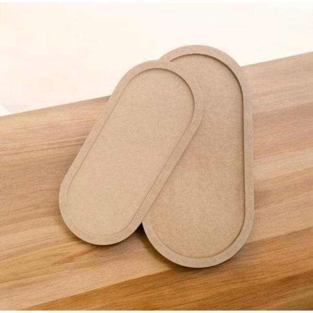 Kit 2 Bandejas Ovais MDF Cru para Decoração de Festa, Docinhos ou Organização