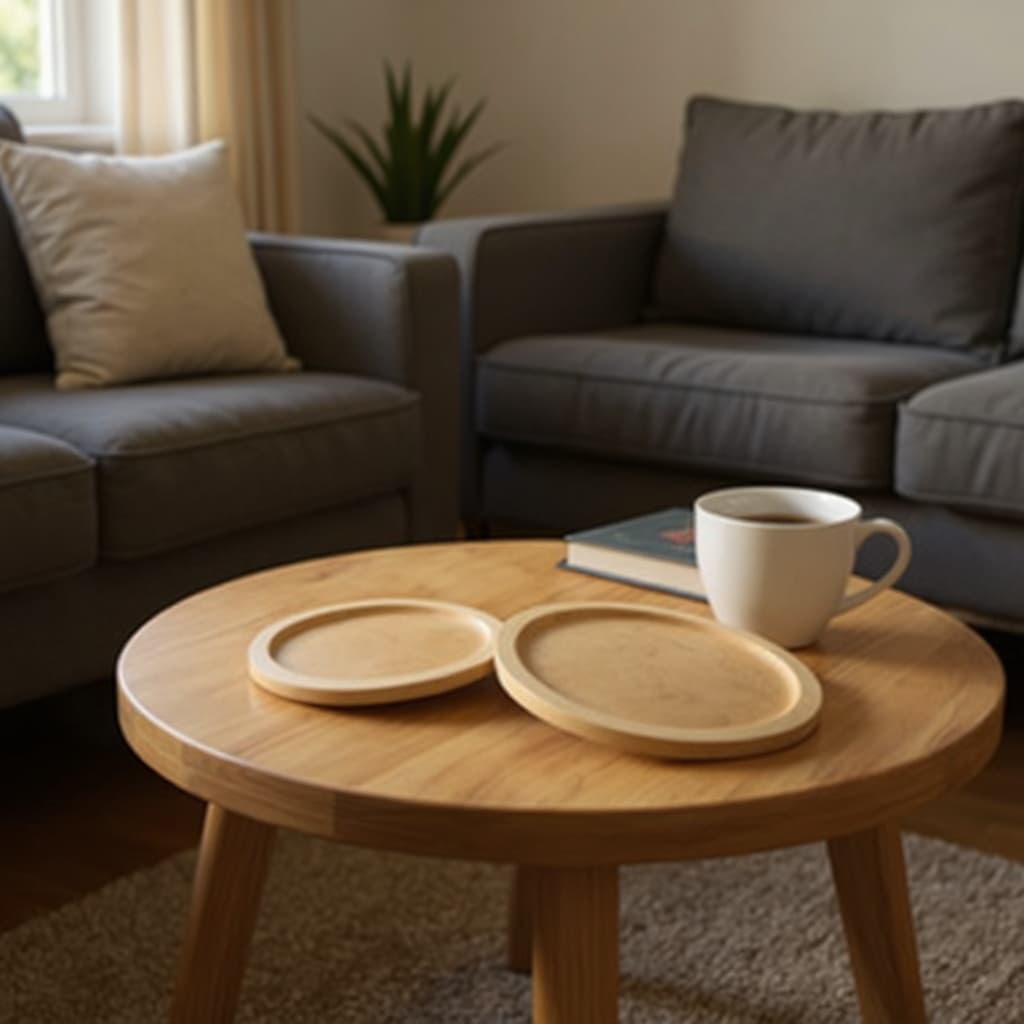 Kit 2 Bandejas Redondas Em MDF Cru Festas E Decorações