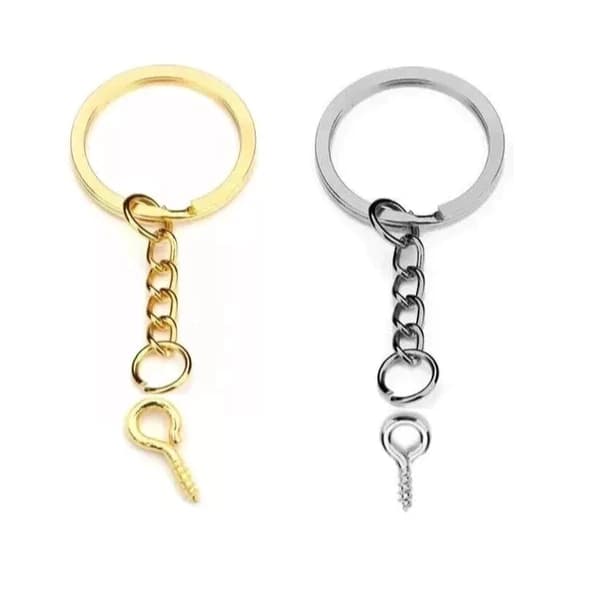 Argola Para Chaveiro Com Corrente 25mm + Elo + Mini Pitão - Italiana