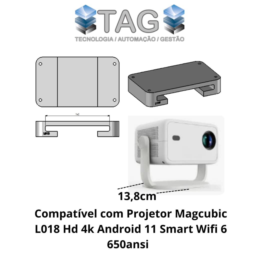 SUPORTE REFORÇADO PARA PROJETOR Magcubic L018 Hd 4k Android 11 Smart Wifi 6 650ansi