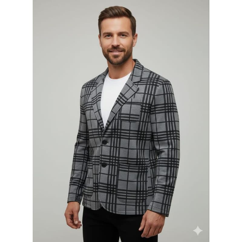 Blazer slin cinza xadrez