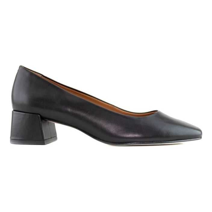 Sapato boneca feminino de couro preto com salto Grosso 80500