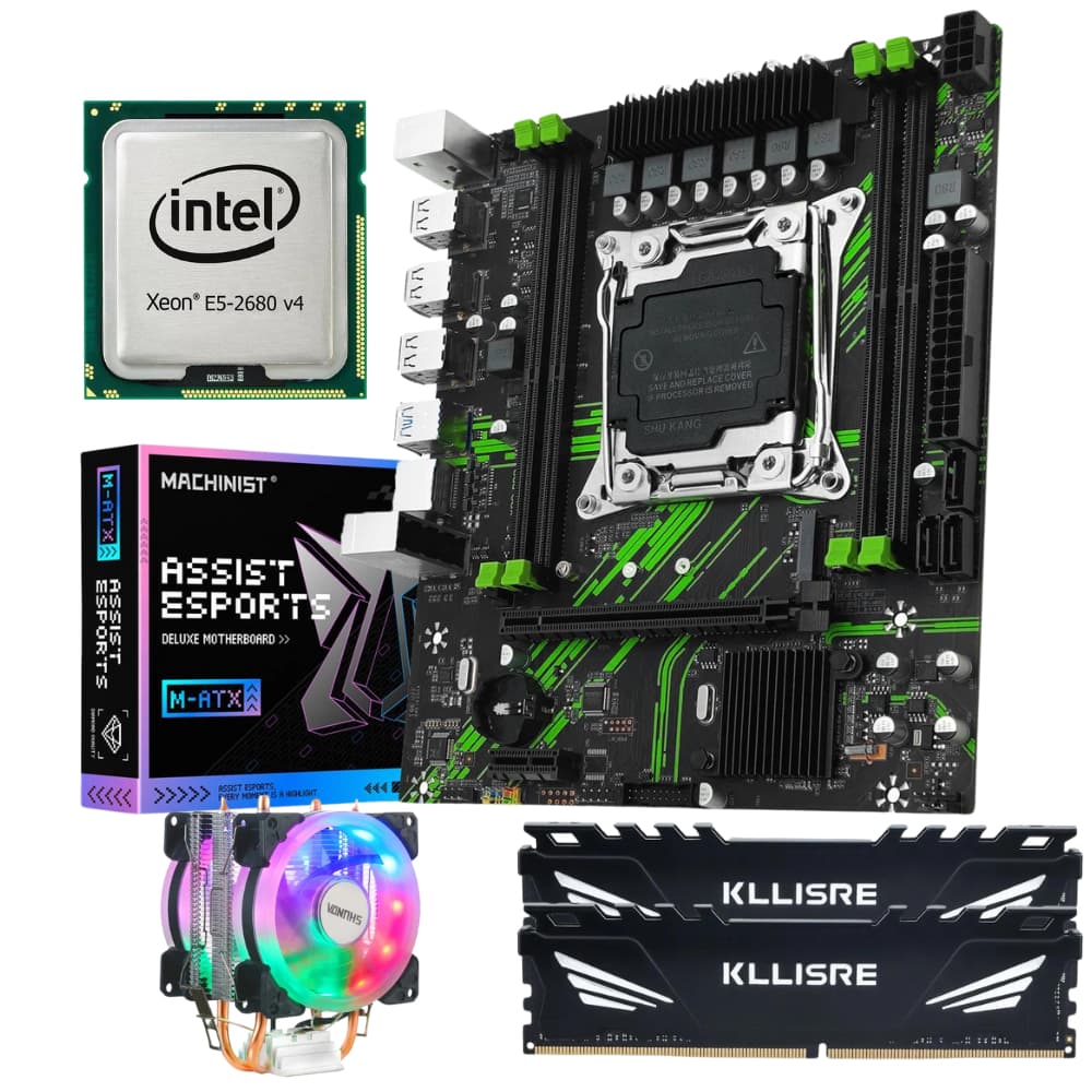 Kit Placa Mãe X99 + Xeon E5-2680V4  32GB DDR4 Coolerfan RX580 Produto já no Brasil