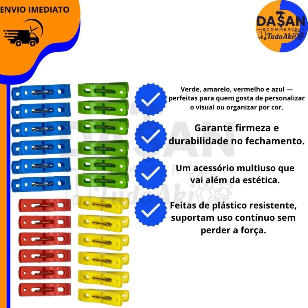 Prendedor de Roupa Plástico 3x5cm – Cores Sortidas e Alta Fixação