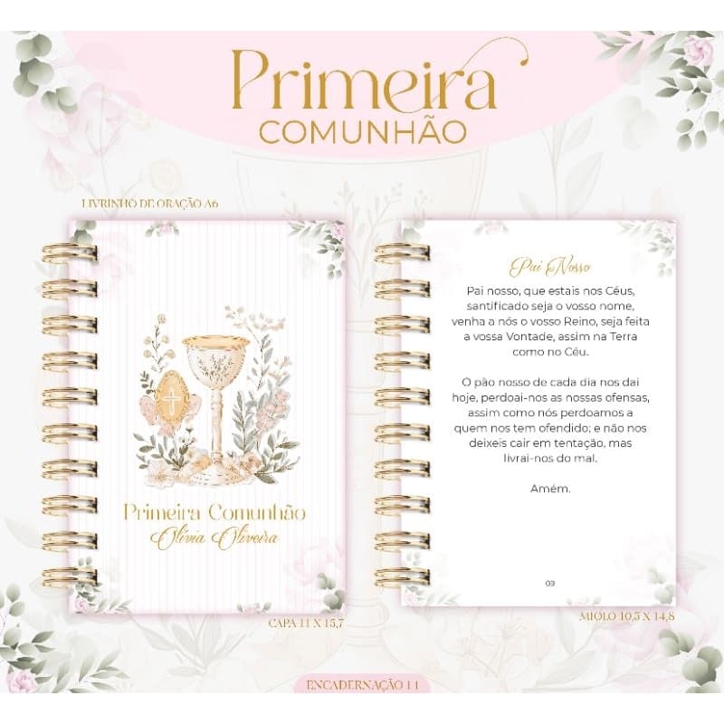 Livro de Oração Primeira Eucaristia/Batismo/Crisma TAMANHO A6