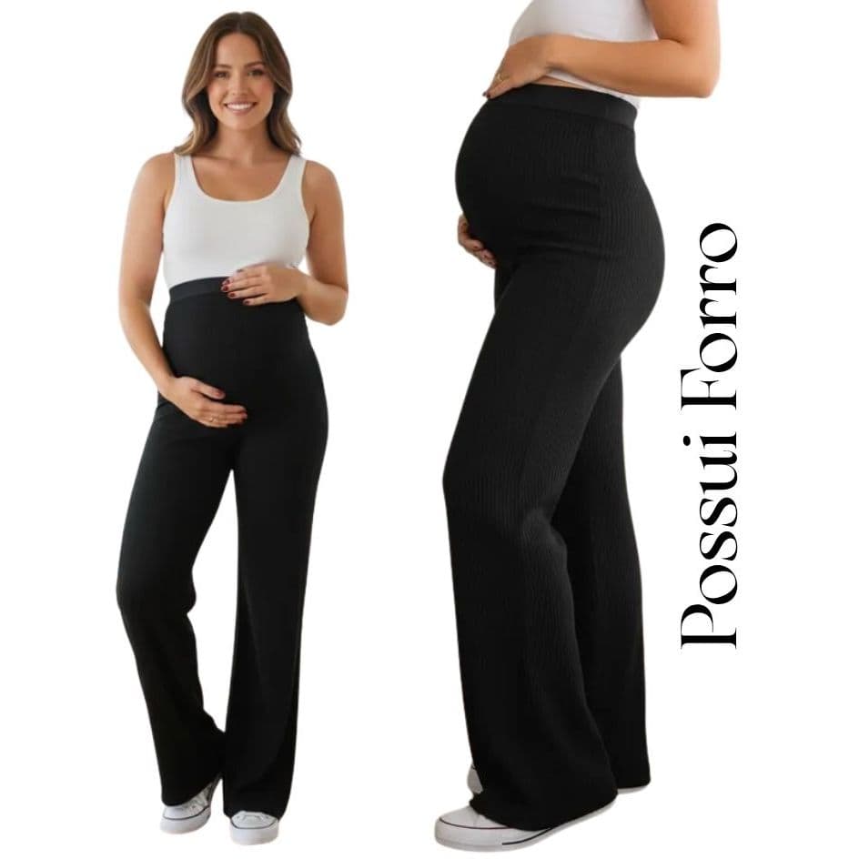 Calça Gestante Cós Alta Confortável Pantalona Gravida Cintura Alta Preta Materninade Roupa Gestante Viscolaycra premium.