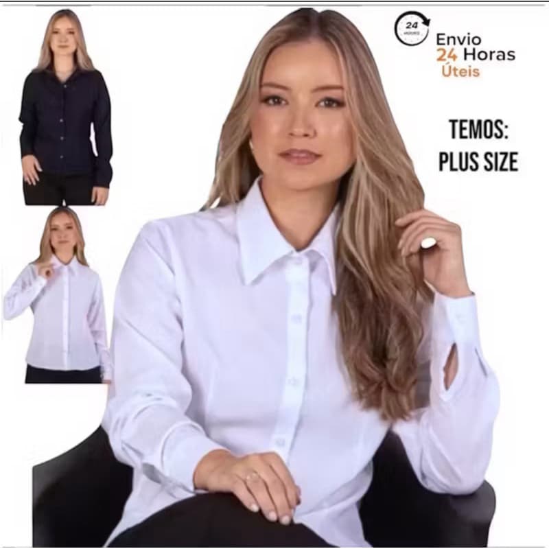 camisete  camisa social feminina manga longa gabardine passa fácil direto da fábrica imperdível