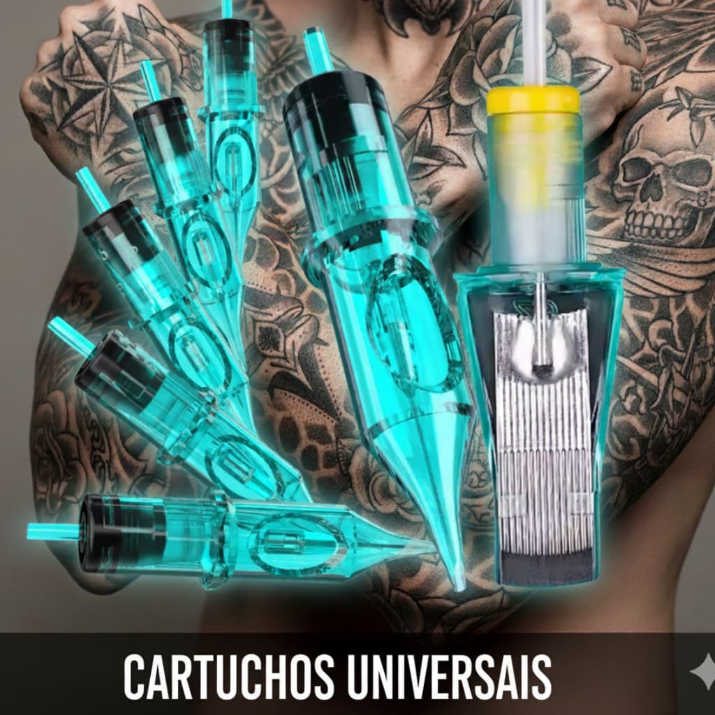 15 Cartucho Máquina Pen Tatuagem Tattoo Universal Profissional e Micropigmentação