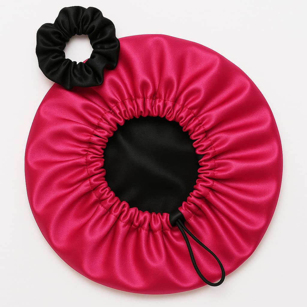 ✨ Touca de Cetim Dupla Face + Scrunchie 💖 Regulável, Antifrizz e Confortável para Dormir 💤