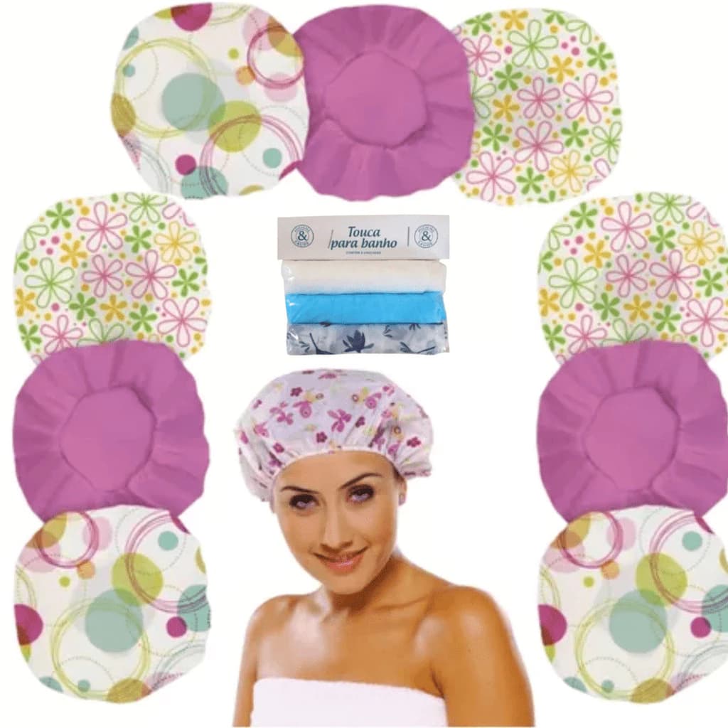 Kit Toucas Plásticas Acabamento de Banho e Hidratação com Elástico – Estampas Diversas