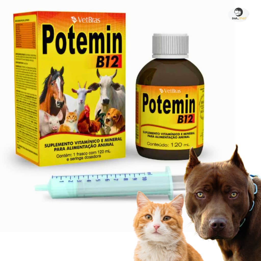 Potemin B12 120ml Suplemento Vitaminico Mineral Massa Muscular Engorda Energia Vitalidade Força PitBull