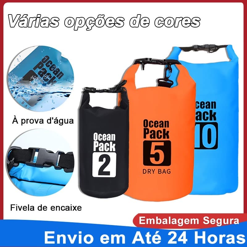 Bolsa Mochila Saco À Prova D'água Waterproof 2L, 5L, 10L Para Caiaque/Natação