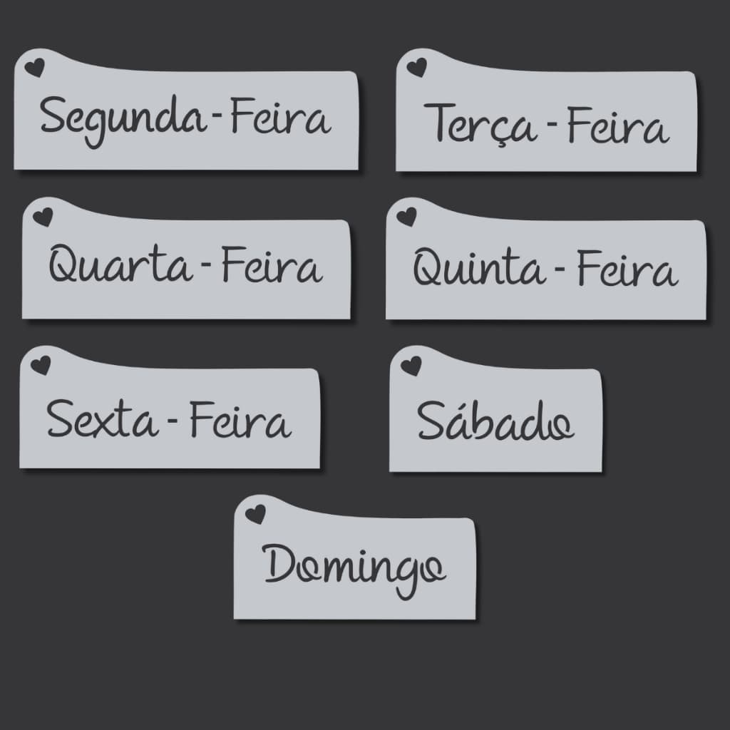 Kit 7 Stencil Dias Da Semana Semaninha para Pintura em Tecido, Pano de Prato, Mdf, Artesanato