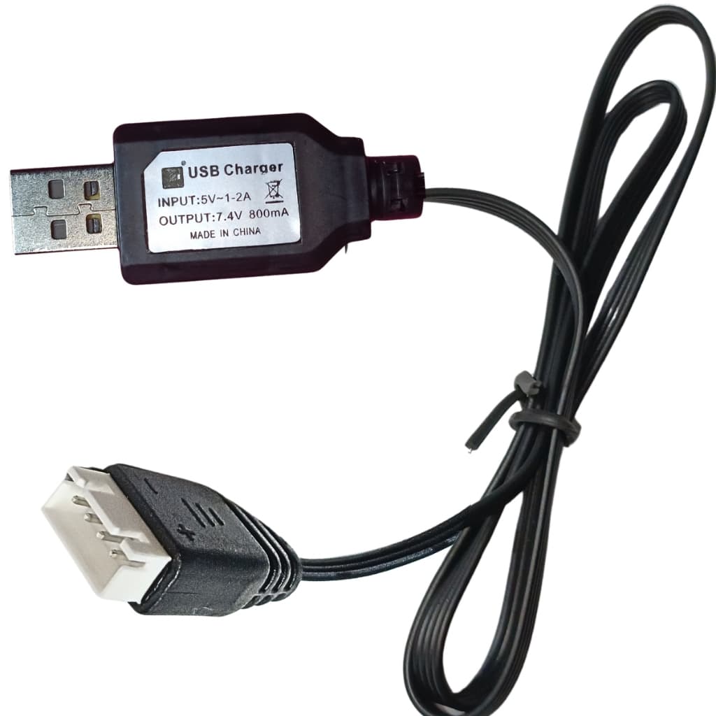 Carregador P/ arminhas de Gel blaster Conector branco 4 vias Xh P/ Bateria Drone (7.4v) 800mAh 4 Pinos / 100