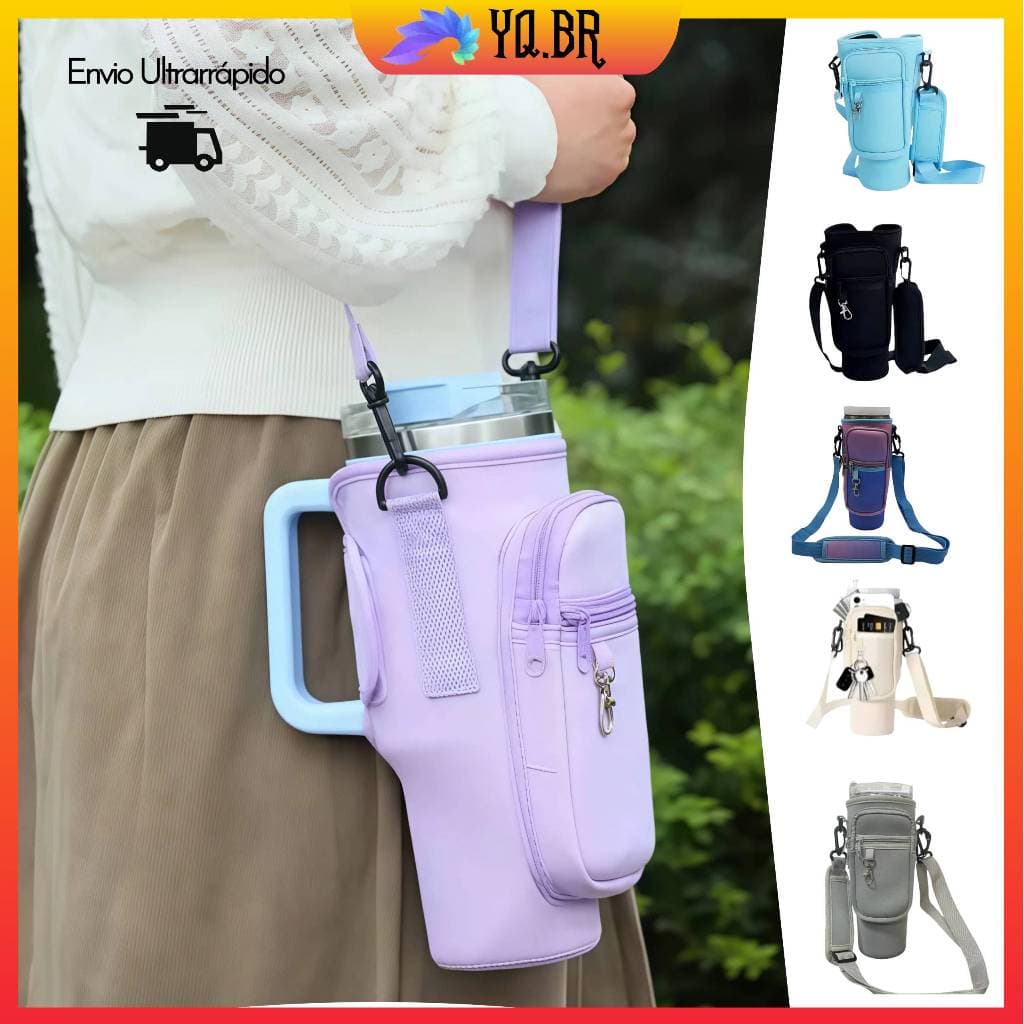 Bolsa Porta Garrafas De Água Compatível Para Celular Chaveiro Com Alça De Ombro Ajustável