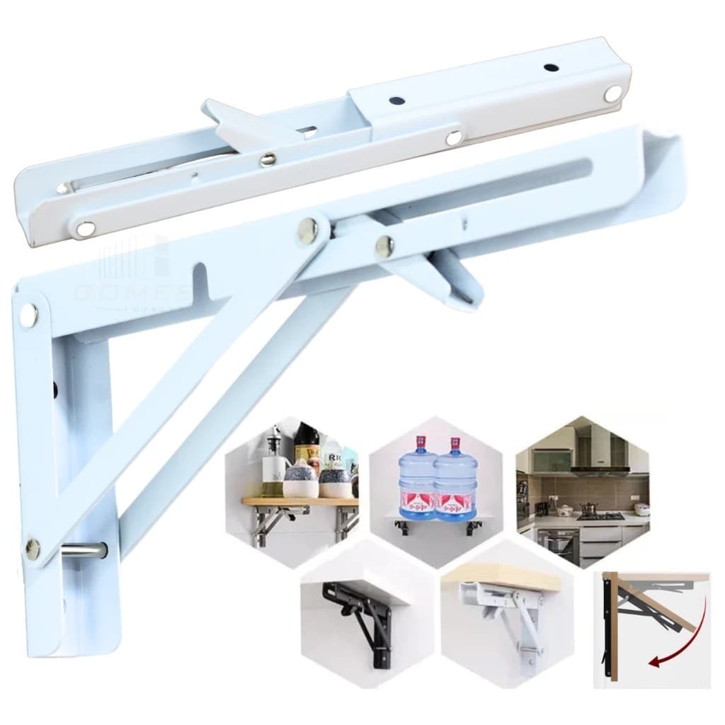 Kit2 Suportes Mão Francesa Retrátil Dobrável Cantoneiras Mesa Balcão 20cm