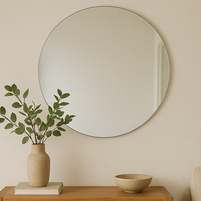 Espelho Redondo de Vidro Lapidado Para Banheiro Sala Quarto