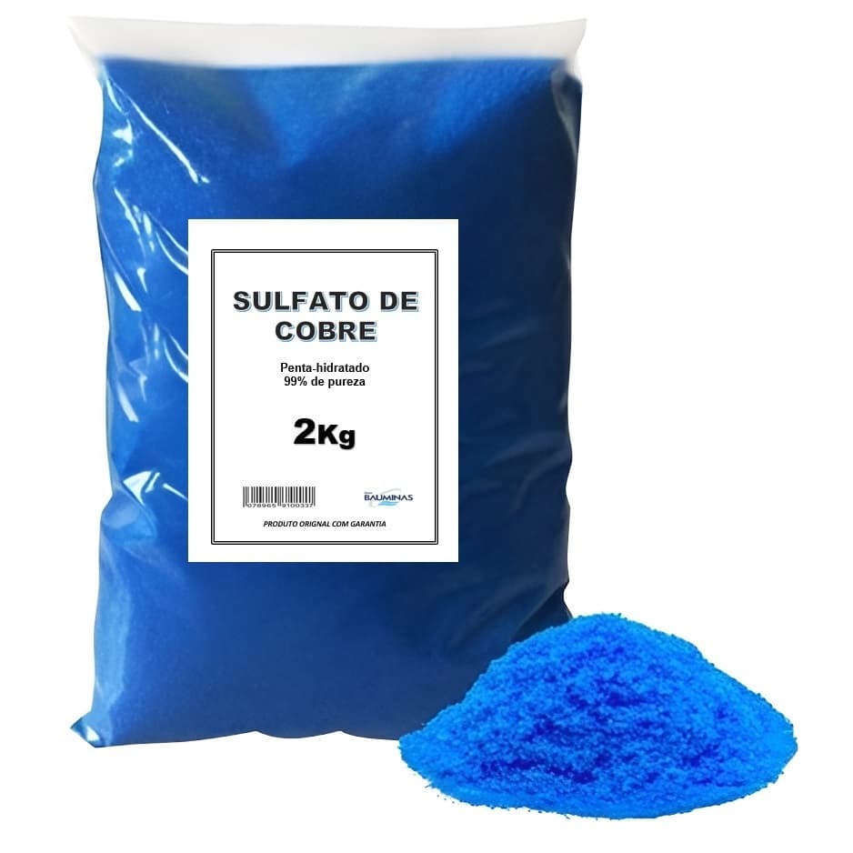 BAUMINAS - Sulfato de Cobre de 2Kg com pureza de 99,00% - GARANTIA E NOTA FISCAL