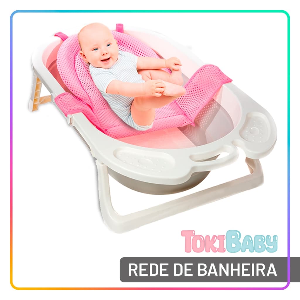 Rede De Proteção Redutor Banheira Do Bebê Apoio Segurança Ideal para o Banho do Bebê Toki Baby