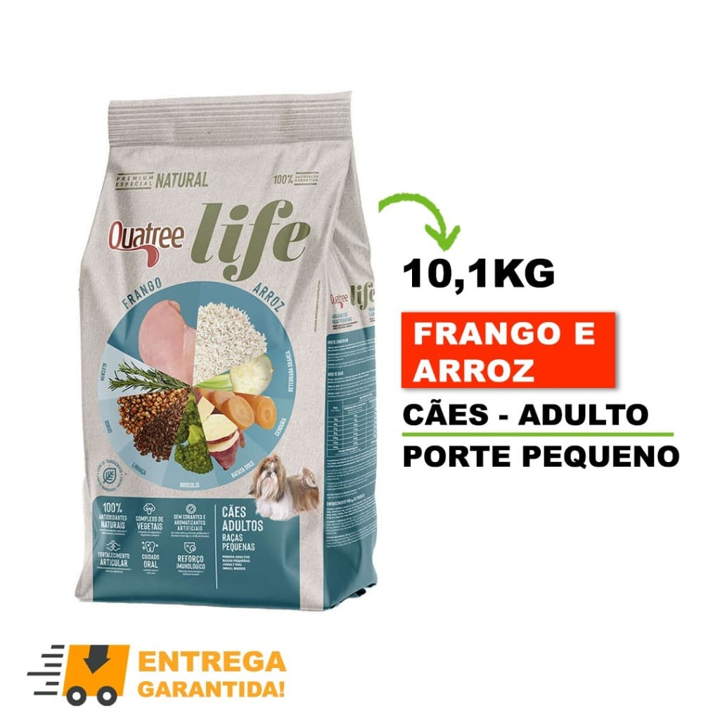 Ração Natural Quatree Life Adulto Raças Pequenas Frango Arroz 10.1kg-Envio Imediato