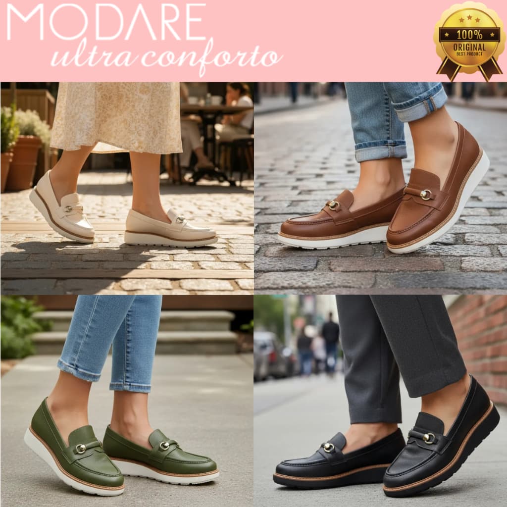Sapato Mocassim Loafer Modare Feminino 7400103 Ultraconforto Ortopédico Original