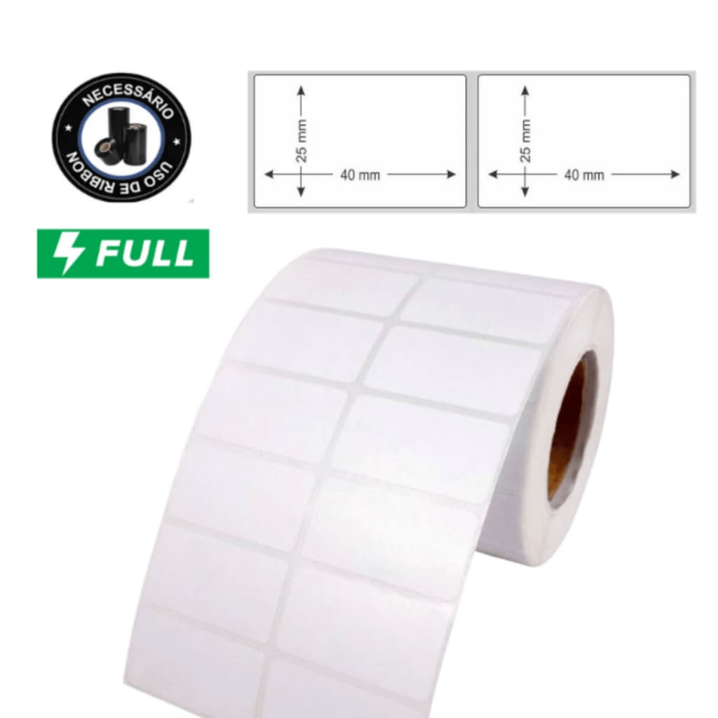 1 Rolo Etiquetas Adesivas COUCHE 40x25 2 Colunas
