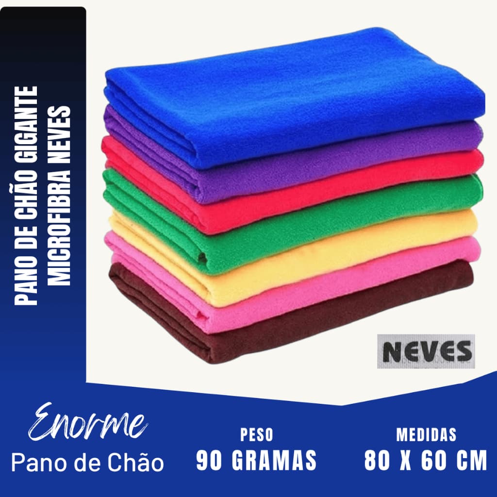 Panos De Chão Grandes Em Microfibra 80x60 Kit 12 Atacado Cor Sortida