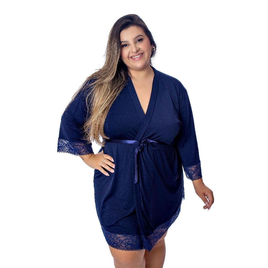 Robe Feminino Adulto De Luxo Romantic Com Renda Plus-size