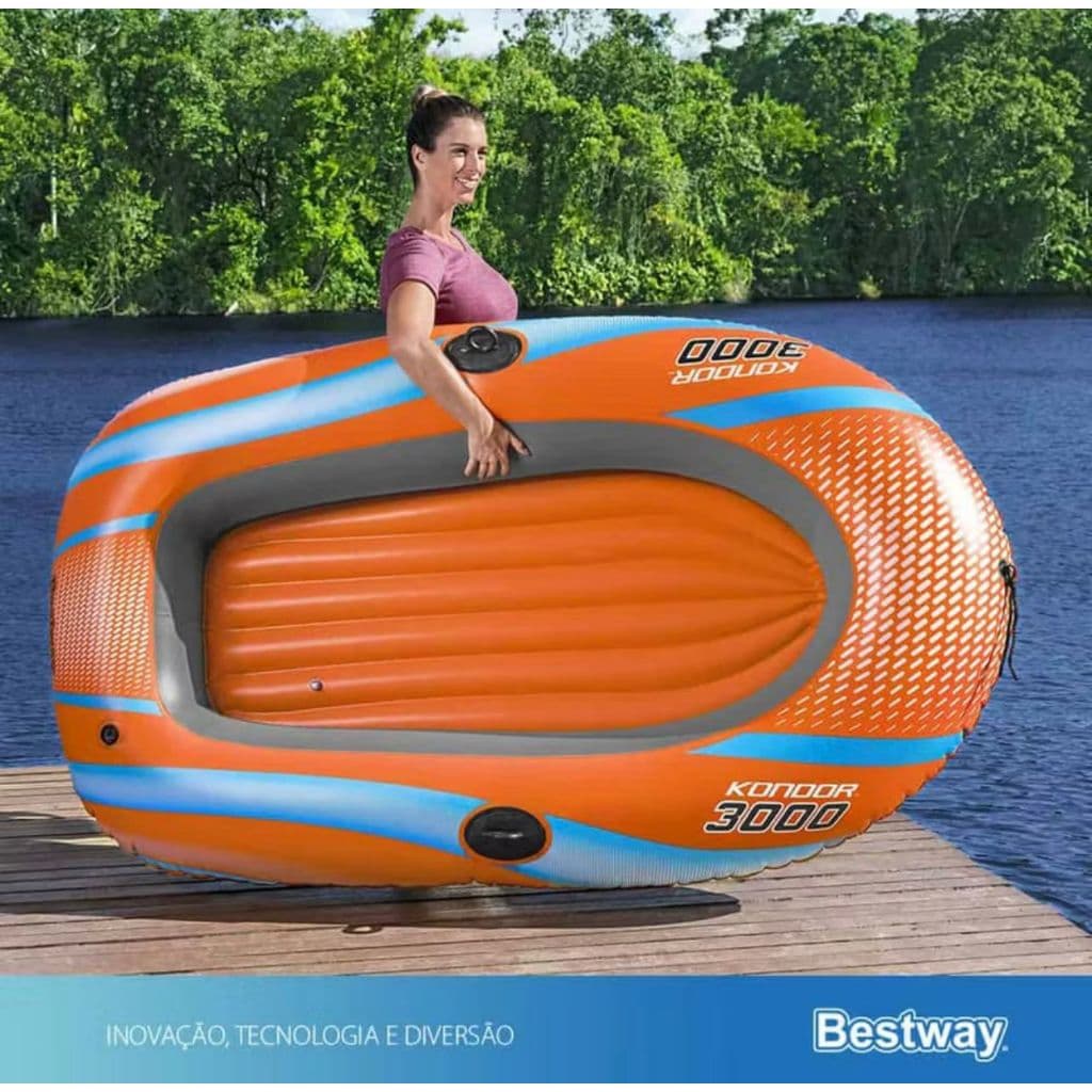 Barco Inflável Bestway 3000 Com Capacidade 186kg – Ideal Para Lazer e Pesca