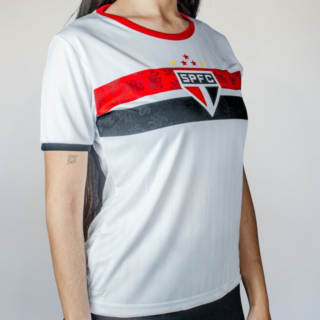 Camiseta São Paulo FC Feminina 2025 Torcedor Licenciada Oficial Original Braziline Tricolor Leve Pro