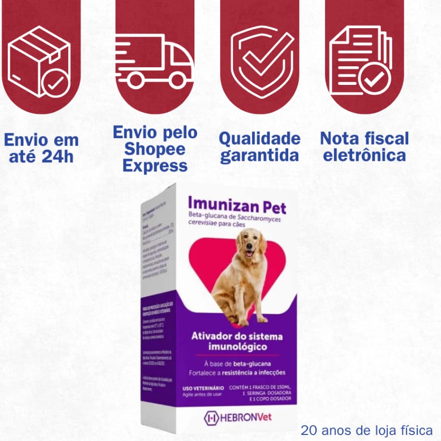 Imunizan Pet Hebron Vet 150ml mais imunidade para cães