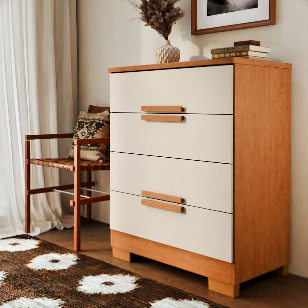 Cômoda Napoles 4 Gavetas com Corrediças Telescópicas Gaveteiro MDF MDP Quarto Moderno infantil casal Organizador Roupa