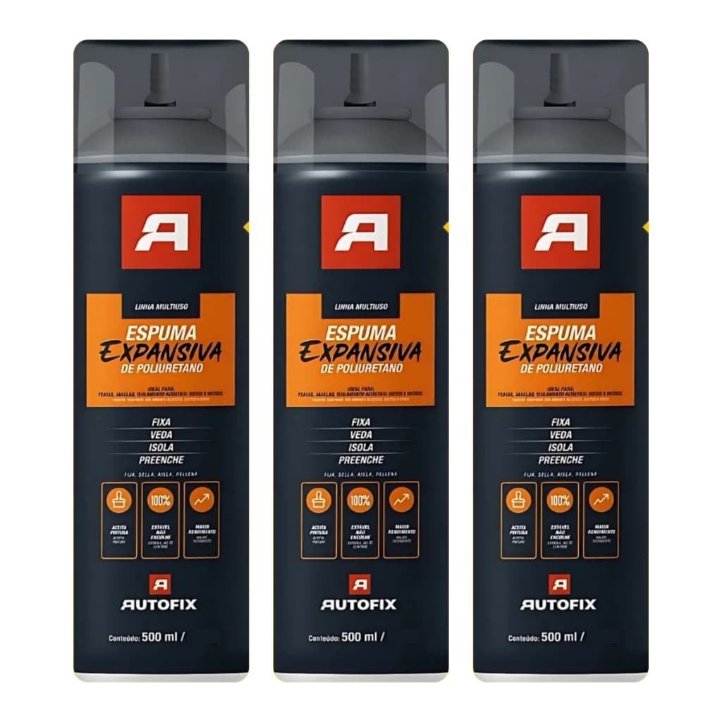 Kit 2 Espuma Expansiva Grande 500ml Uso Geral Vedação Portas e Janelas NOVA EMBALAGEM 500ML