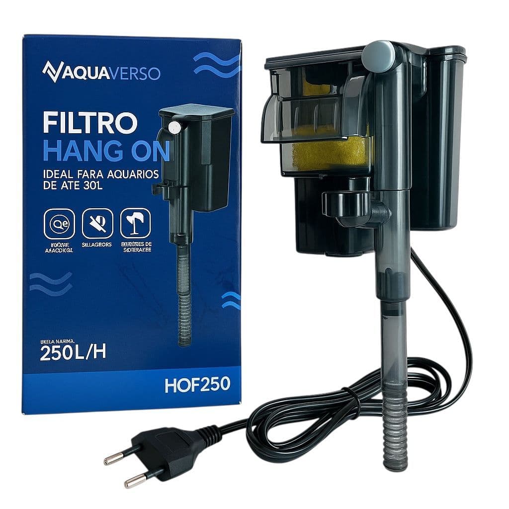 HOF-250 Filtro Externo hang-on Mini Aqua HF-200 250l/h p/ Aquários de 10L 20L 35L Xp-06 110v/220v