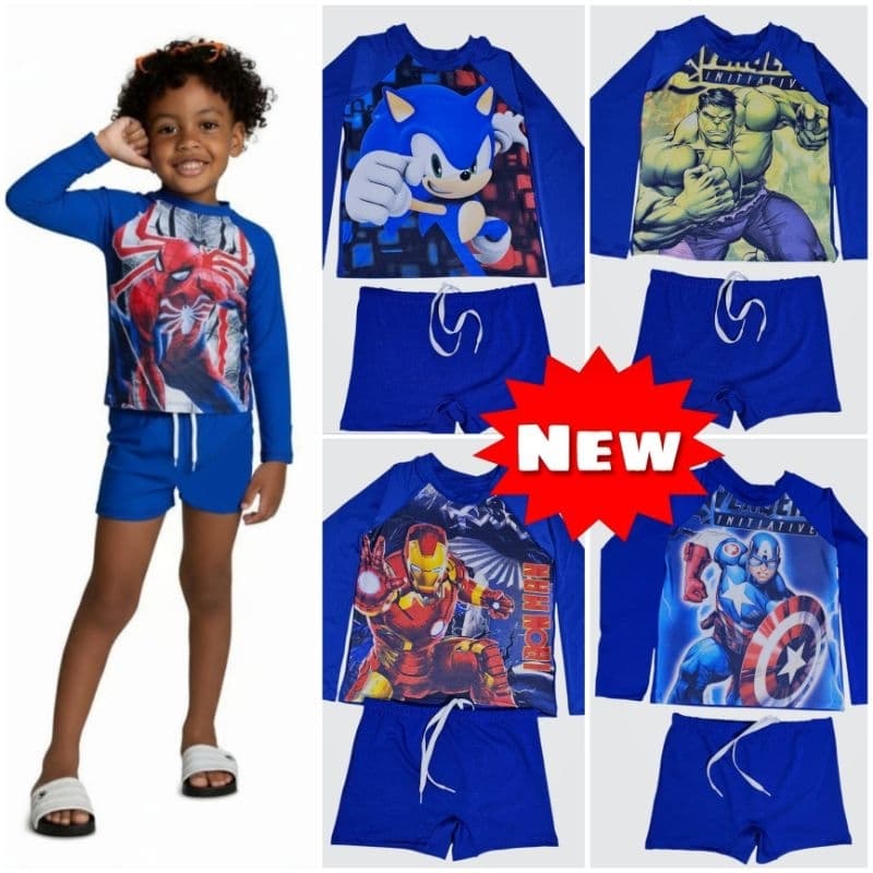 Sunga infantil Liso + Blusa de proteção solar UV50 menino