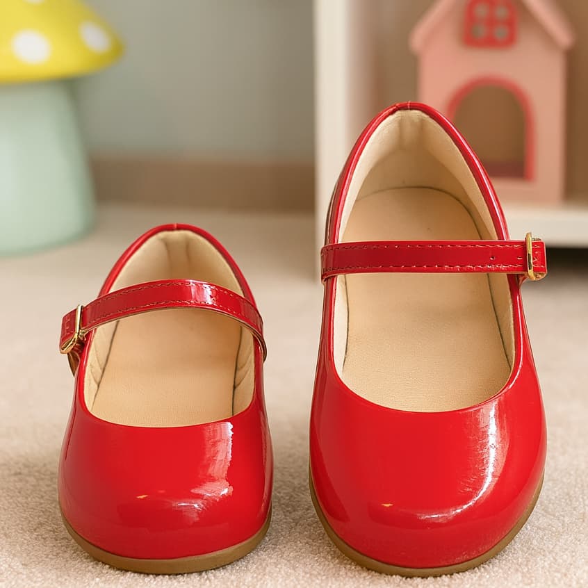 Sapatilha Infantil Vermelho Verniz  Sapato Social Criança Menina Sapatinho de Boneca Conforto Festa