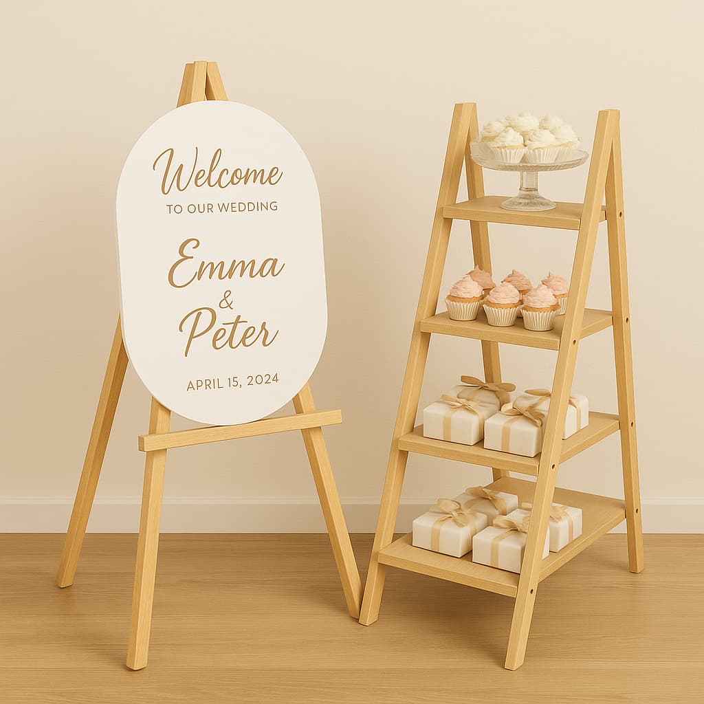 Combo Perfeito: Escadinha Decorativa + Cavalete para Recepção!