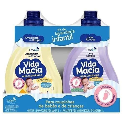 Kit Vida Macia Lava Roupa 1 Litro + Amaciante Camomila 1 Litro Cada Casa Km Lavanderia Infantil
