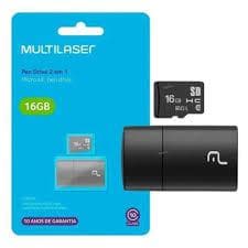 Pen Drive Cartao Memoria 2 Em 1 Leitor Usb Cartão De Memória Classe 10 16gb
