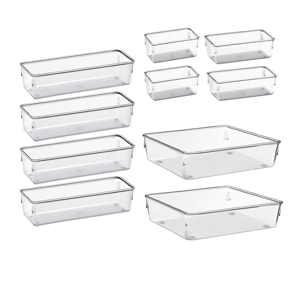 Kit 10 Organizador Multiuso Modular Gavetas Acrílico Cristal
