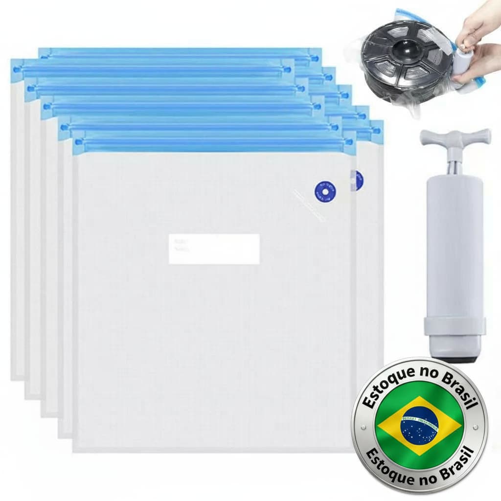 🔥 Kit Saco a Vácuo para Filamento 3D PLA PETG ABS - Antiumidade com Bomba Manual ou Automática