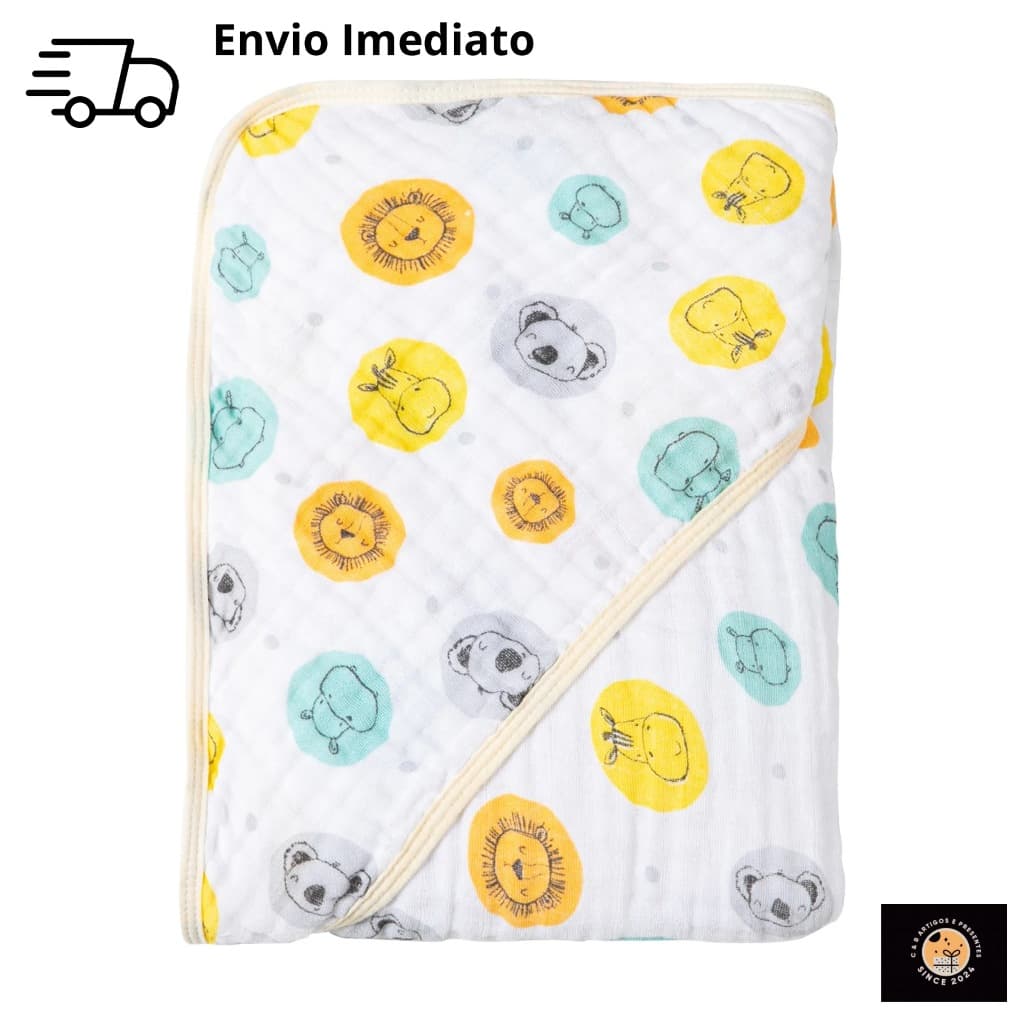 Toalha de Banho de Bebê com Capuz - Fralda Soft 80x80cm