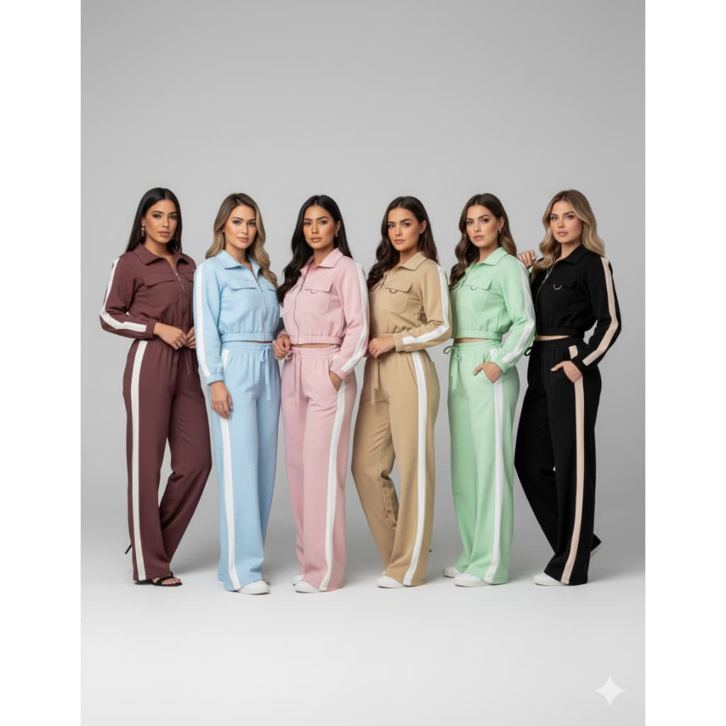 O Conjunto Alfaiataria Feminino Calça E Cropped Blusa Social M, G e GG