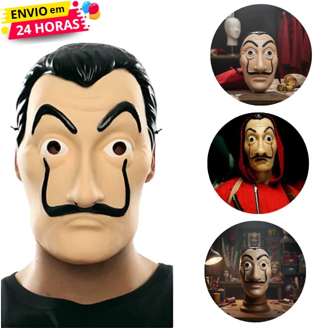 Máscara Salvador Dali Cosplay Série Fantasia Halloween Festas e Eventos