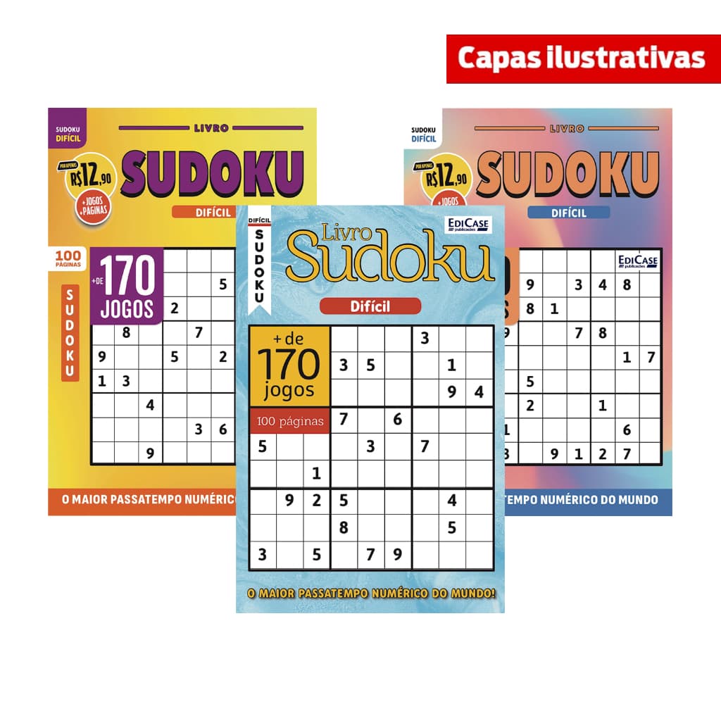 Kit 3 Livros Sudoku ed.05 - 300 págs. - Difícil