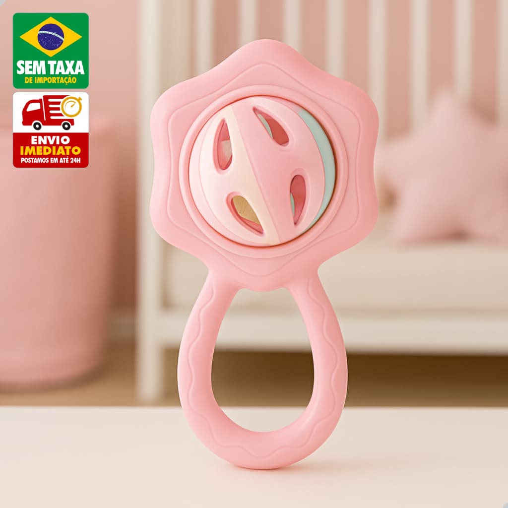 Brinquedo Chocalho Interativo para Bebê 13cm Colorido Educativo Infantil TOY25029