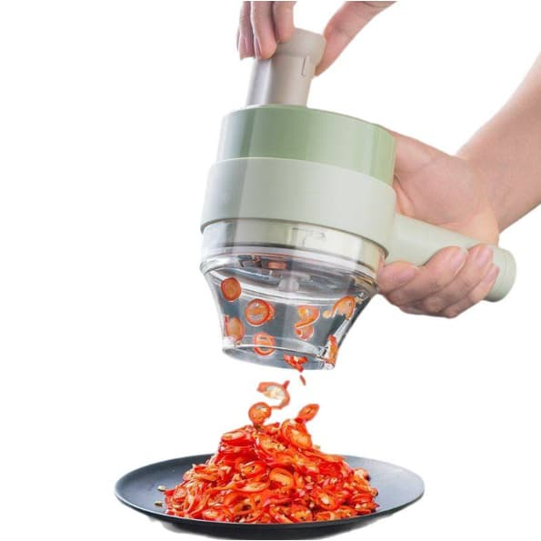 Cortador Elétrico De Legumes 4 Em 1 Sem Fio   Com Carregamento USB Triturador Durável Ferramenta De Cozinha