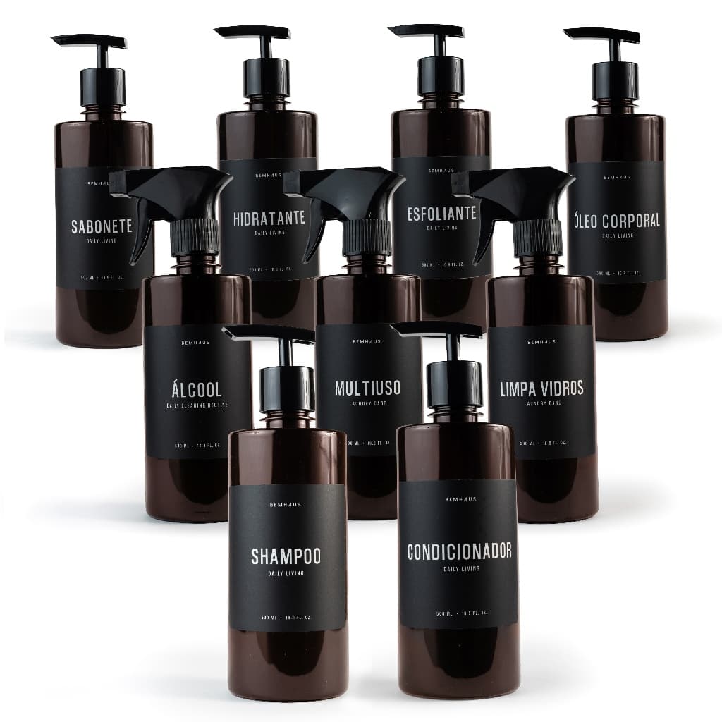 Frasco Ambar Luxo 500 ml - Diversos Modelos - Pump, Gatilho e Mini Gatilho - Black Premium