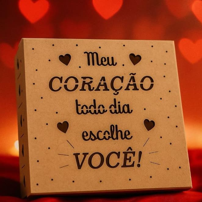 Caixa Presente Amor Dia Dos Namorado 25x25 Em Mdf Cru
